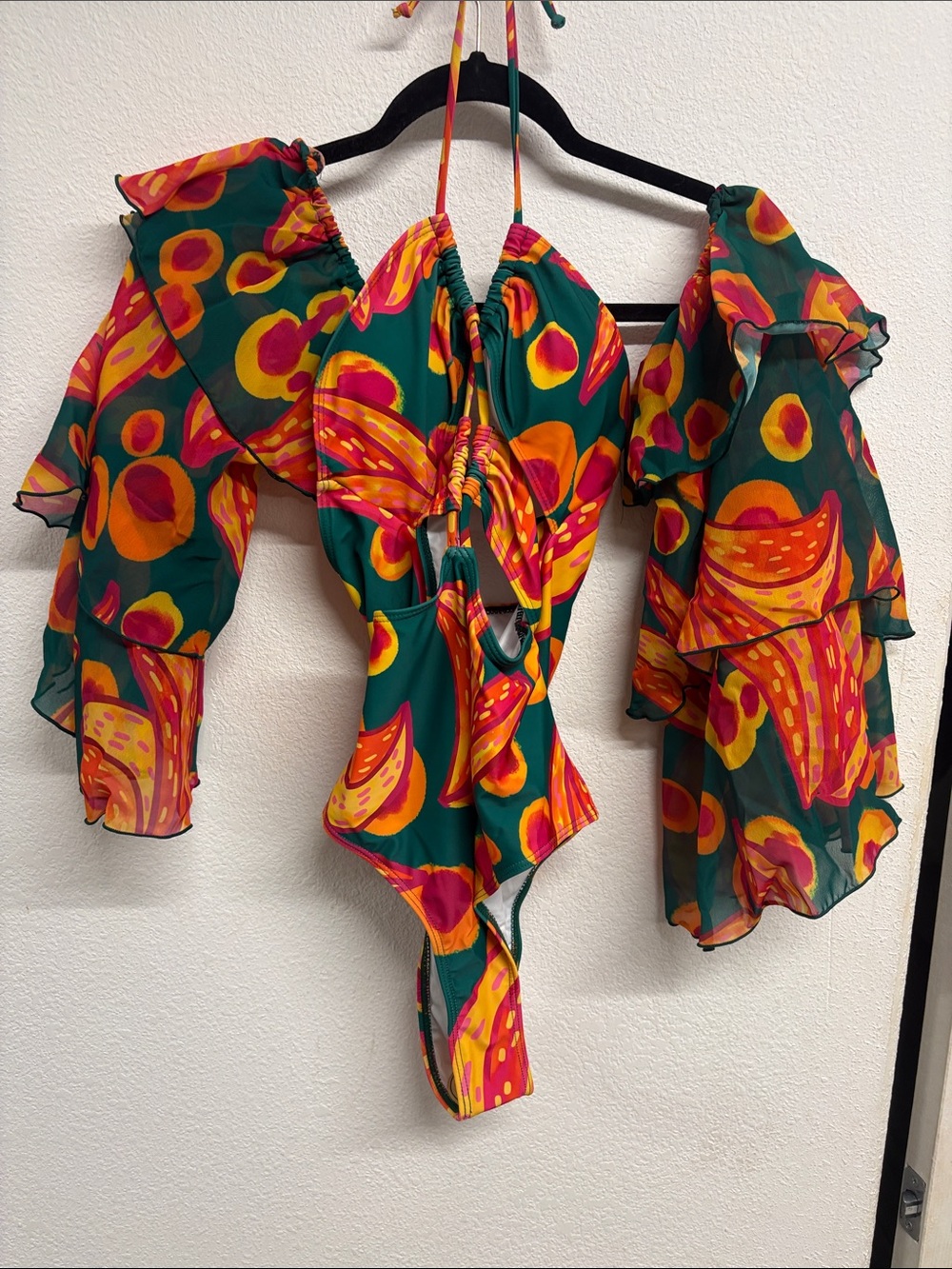 Vibrant Tropical Off-Shoulder One-Piece Swimsuit